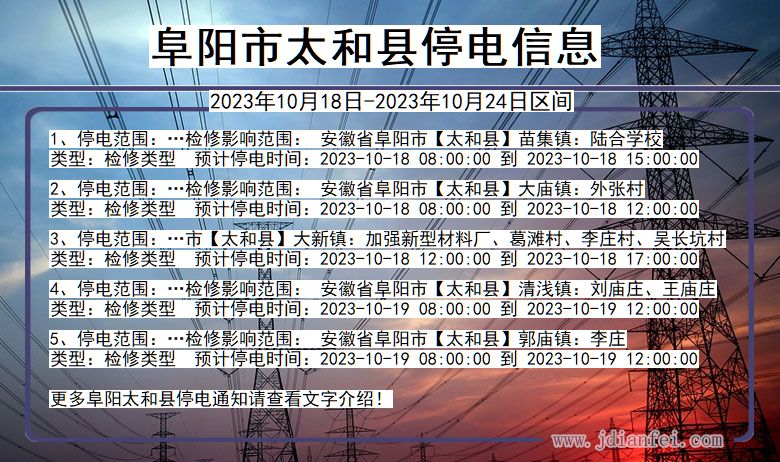 太和縣最新停電通知公告